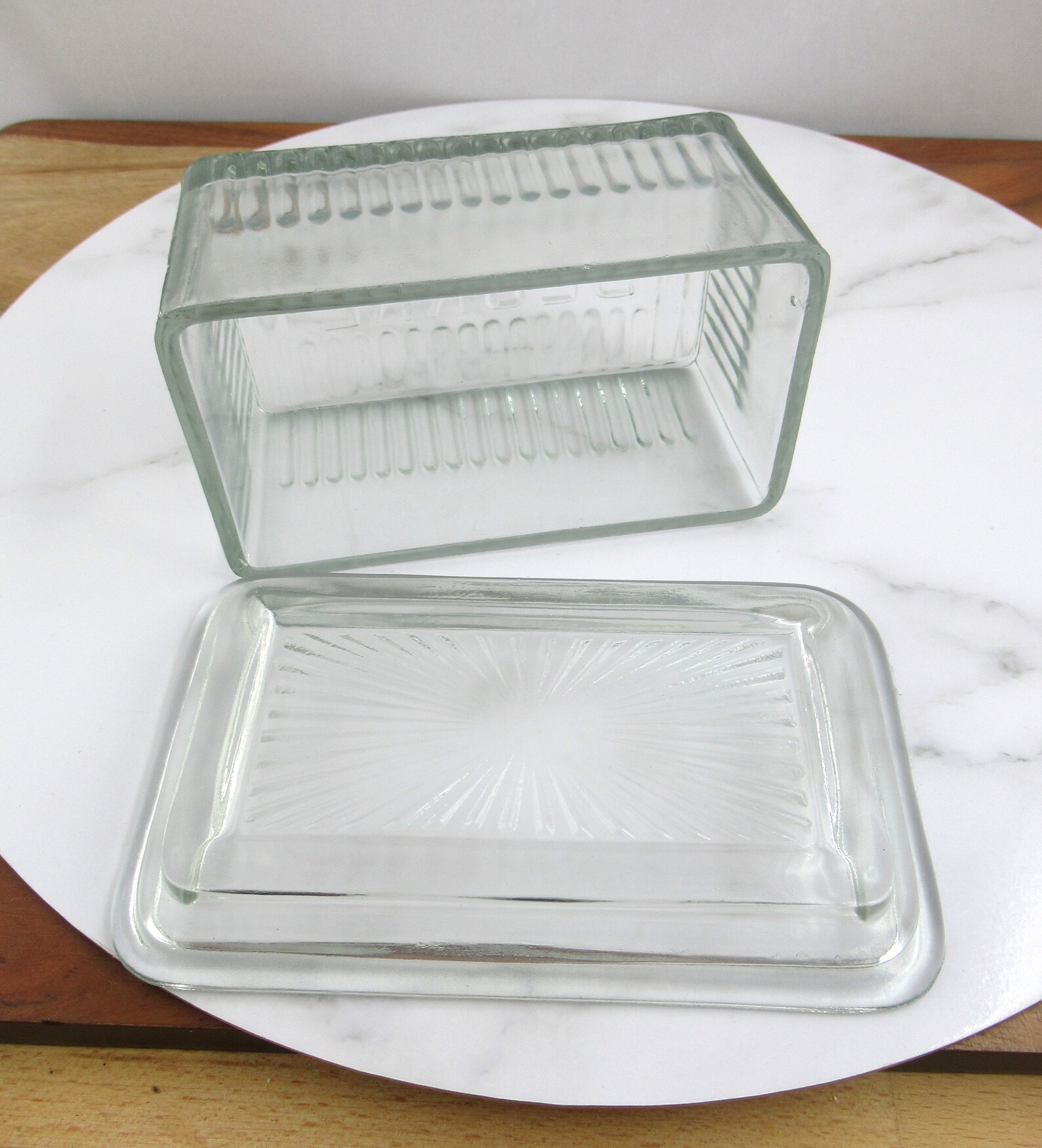 Vintage Art Deco Clear Glass French Beurre Butter Dish With Etsy