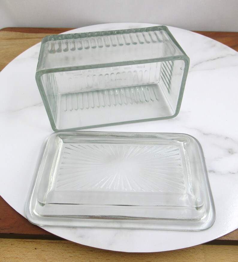 Vintage Art Deco Clear Glass French Beurre Butter Dish With Etsy