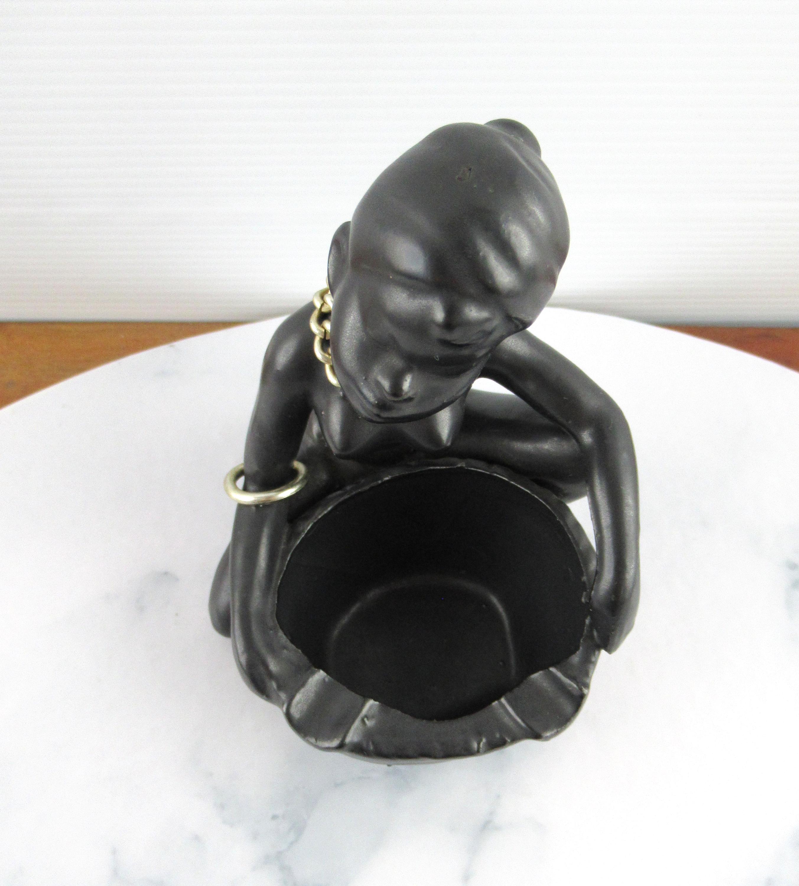 Vintage Mid Century Barsony Style African Lady Ashtray, Trinket