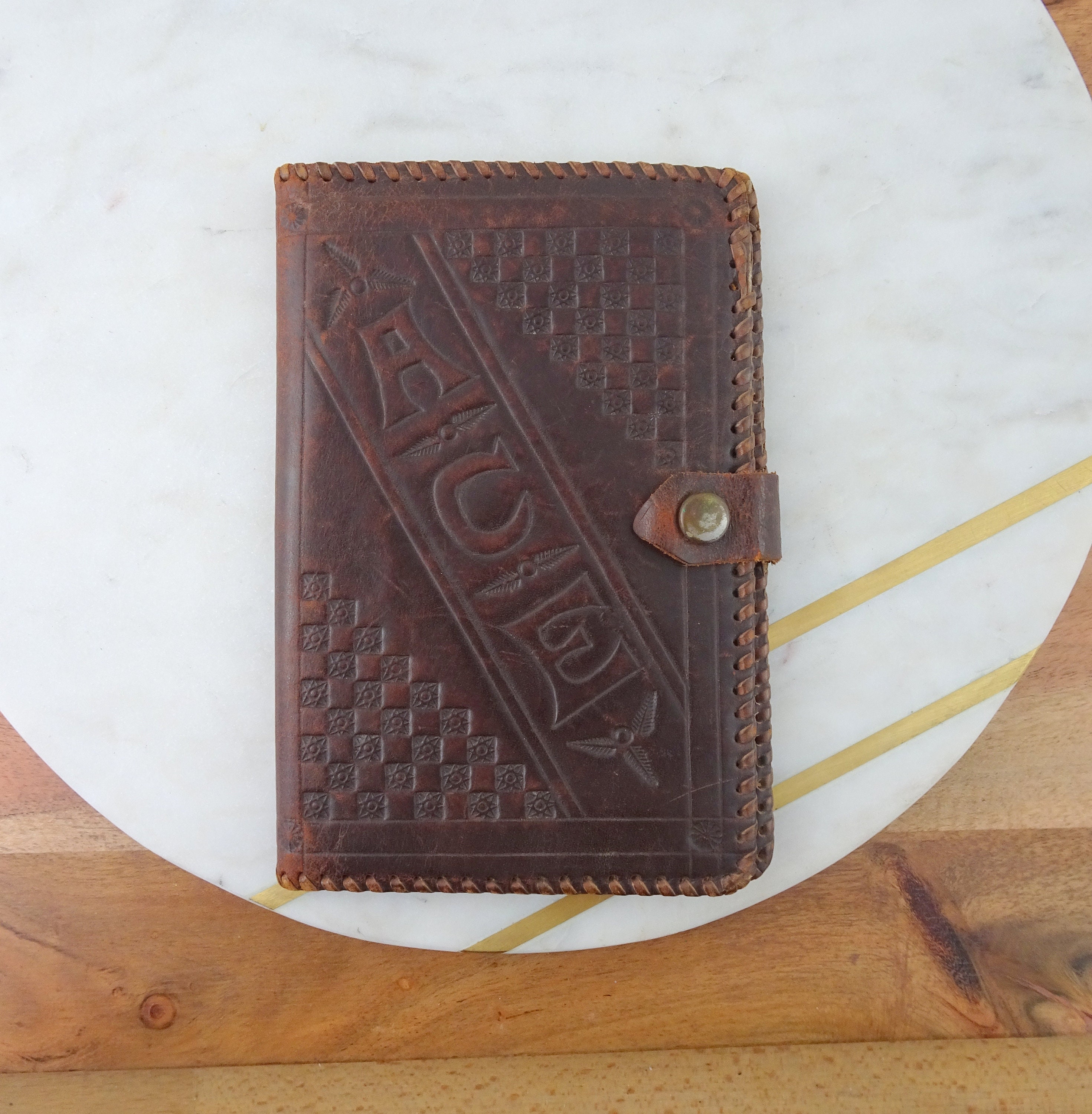 Vintage Genuine Tooled Leather Passport Holder Brown Travel Etsy