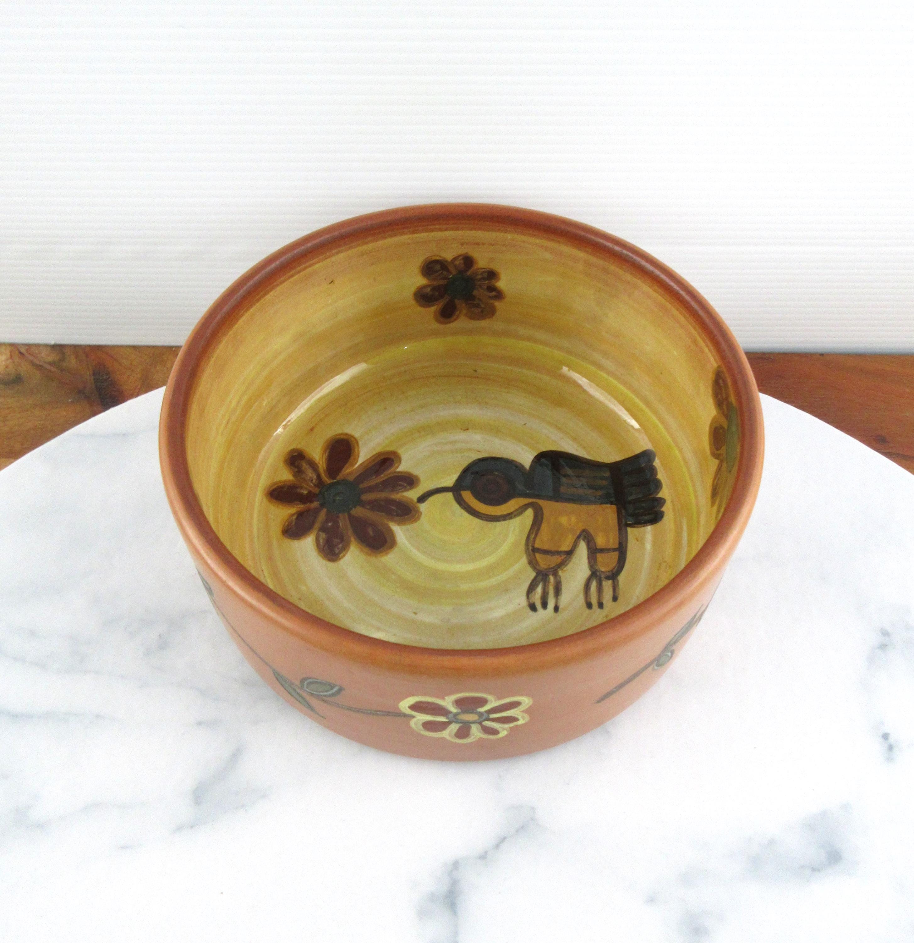 Peruvian Cerámicas Seminario Redware Pottery Bowl With Hummingbird