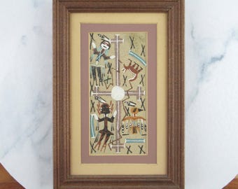 ヴィンテージの本物のナバホ砂絵アート、ネイティブアメリカンのお土産