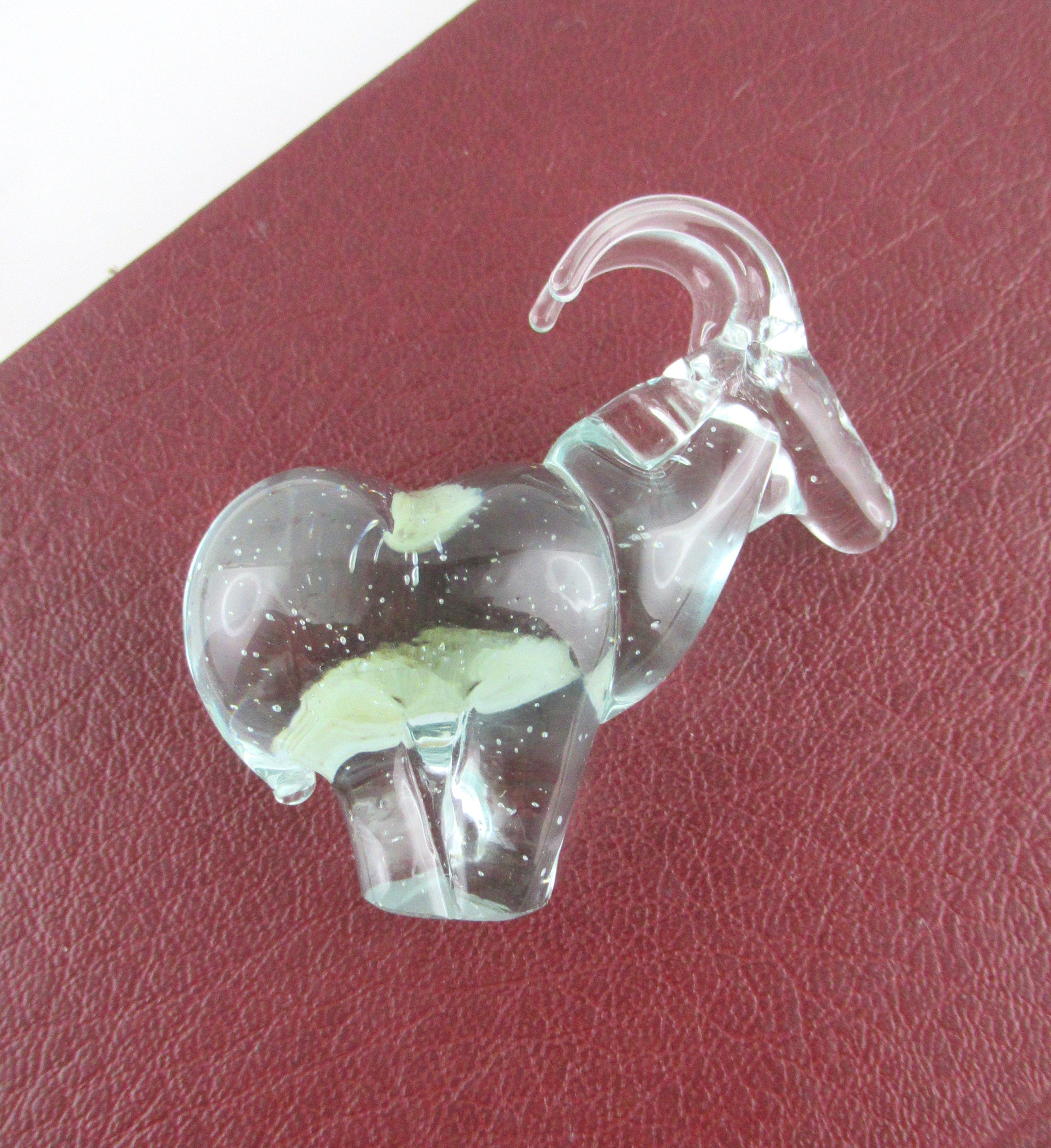Vintage Handmade Ngwenya Glass Ibex Mountain Goat Figurine Figure