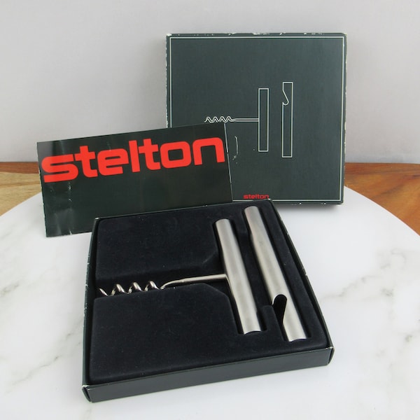 Vintage Stelton Denmark Corkscrew & Bottle Opener Set, Danish Mid Century Modern, Vintage Barware, Arne Jacobsen