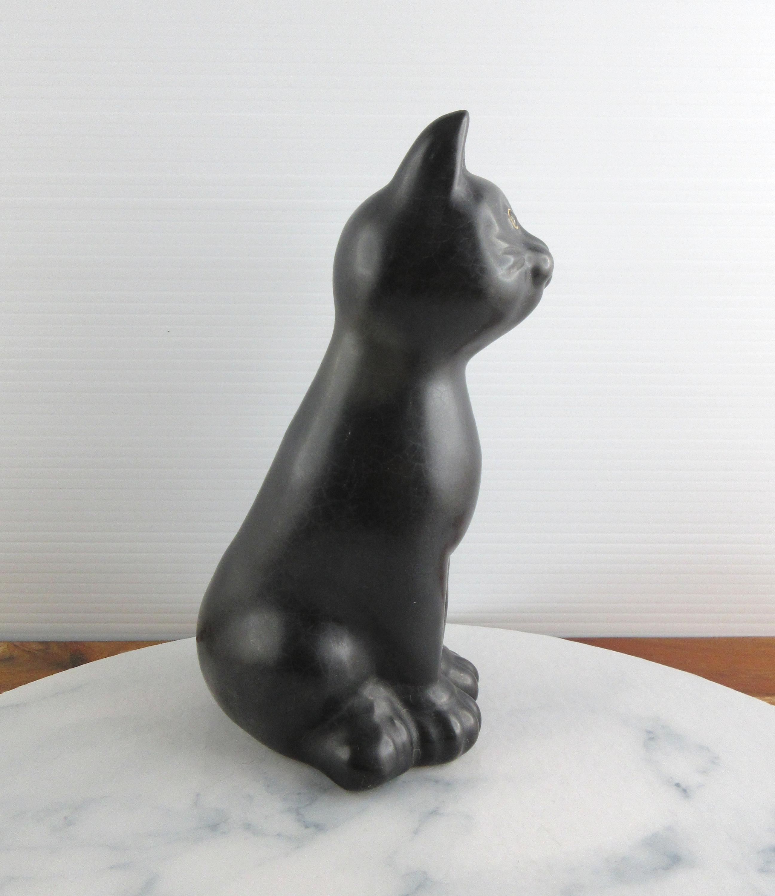 ヴィンテージ陶器製黒猫の置物、レトロな座り黒猫の置物 - Etsy 日本