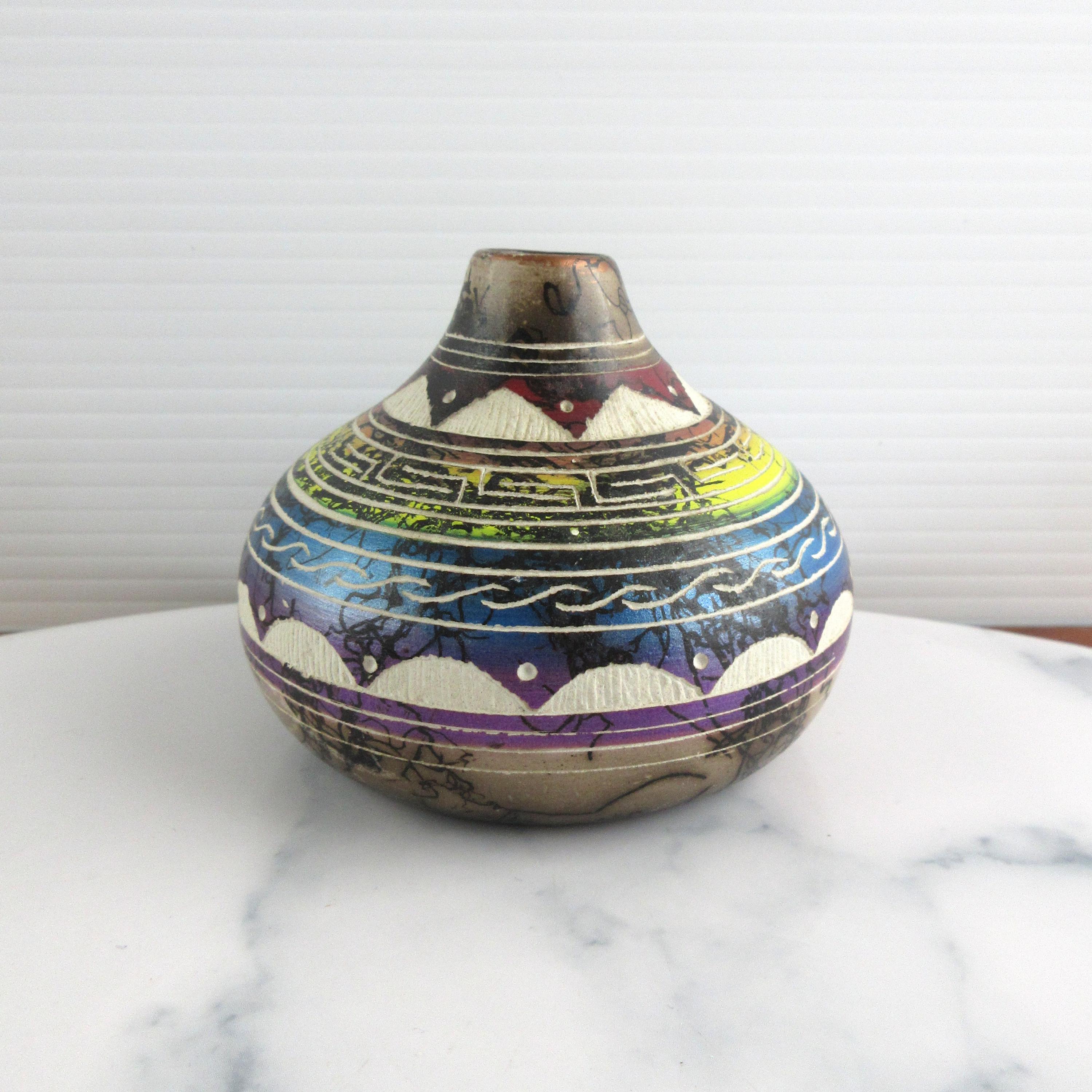 ネイティブアメリカン風 ポタリー 壺 ターコイズ装飾 サウスウエスト陶器 Navajo pottery - Etsy 日本
