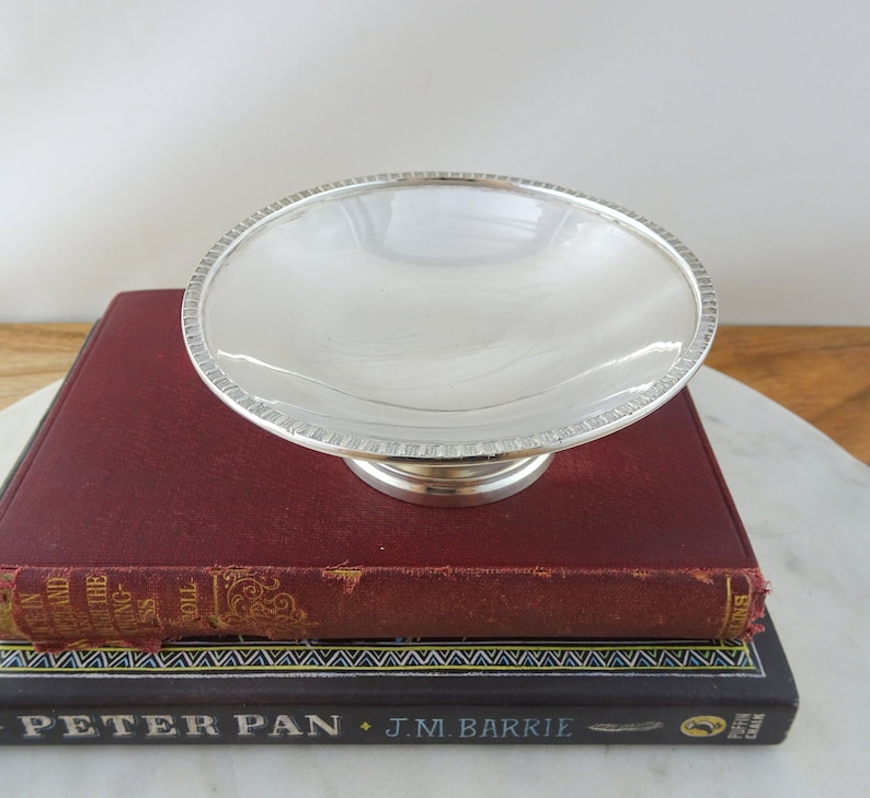 Jewellery Display Dish Vintage Sterling Silver Pin or Trinket Dish Small Pedestal Dish Ring Holder