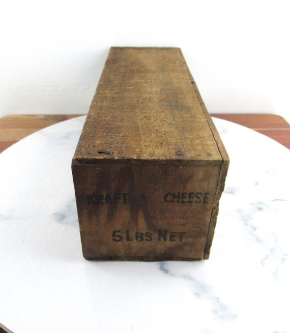 Small Vintage Wooden Kraft Cheese Box, Timber Crate, 5 LBS