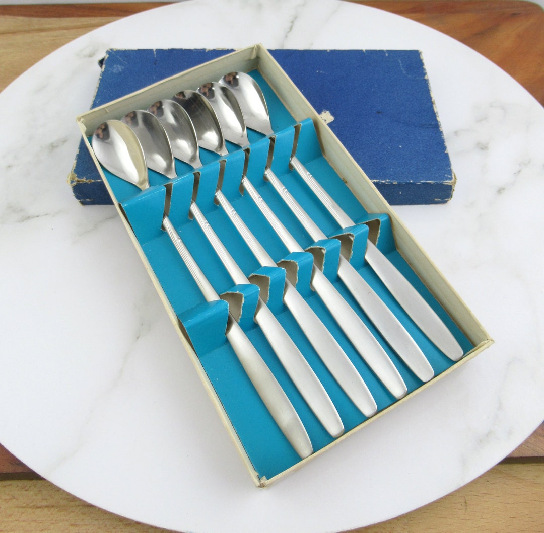 Vintage Set of 6 Stainless Steel Parfait Spoons Made in Etsy