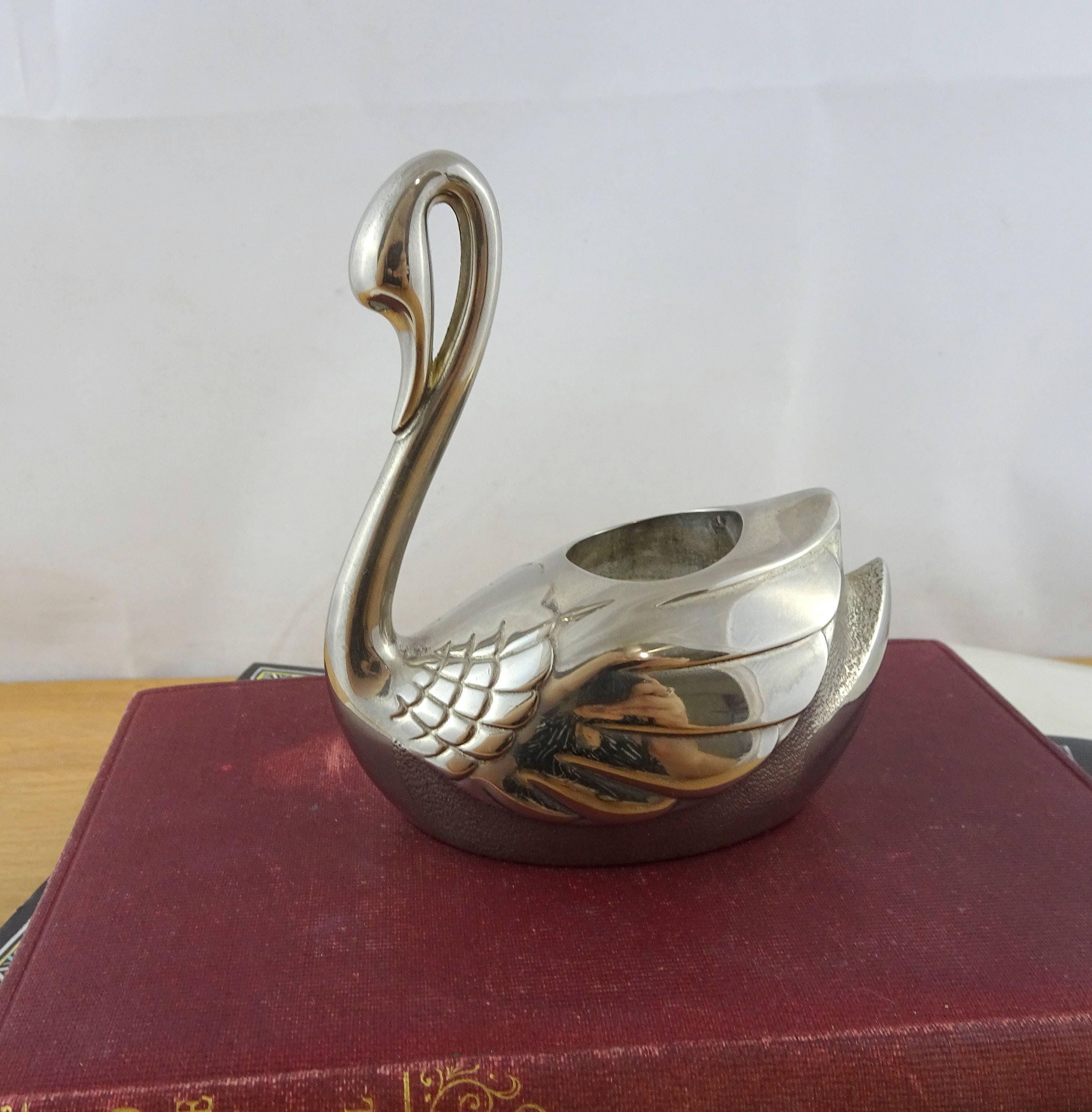 Vintage Silver Plated Swan Candle Holder Mid Century Modern Etsy