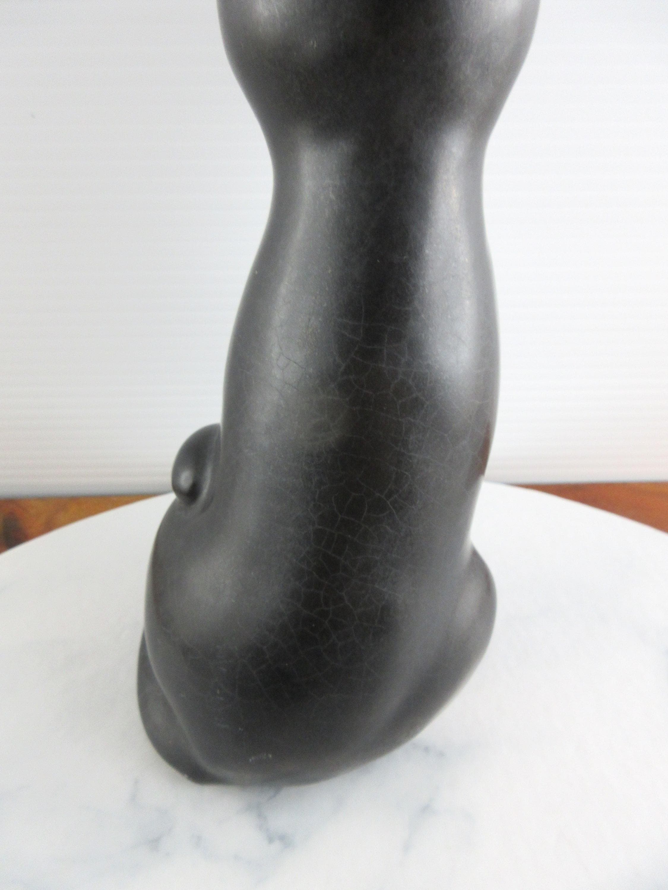 ヴィンテージ陶器製黒猫の置物、レトロな座り黒猫の置物 - Etsy 日本