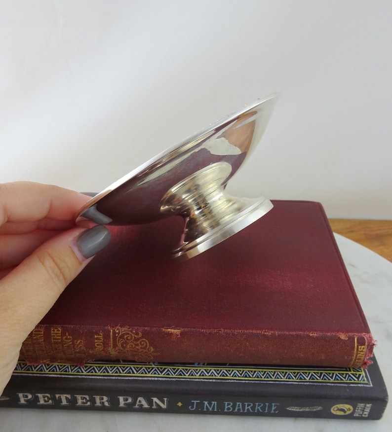 Jewellery Display Dish Vintage Sterling Silver Pin or Trinket Dish Small Pedestal Dish Ring Holder