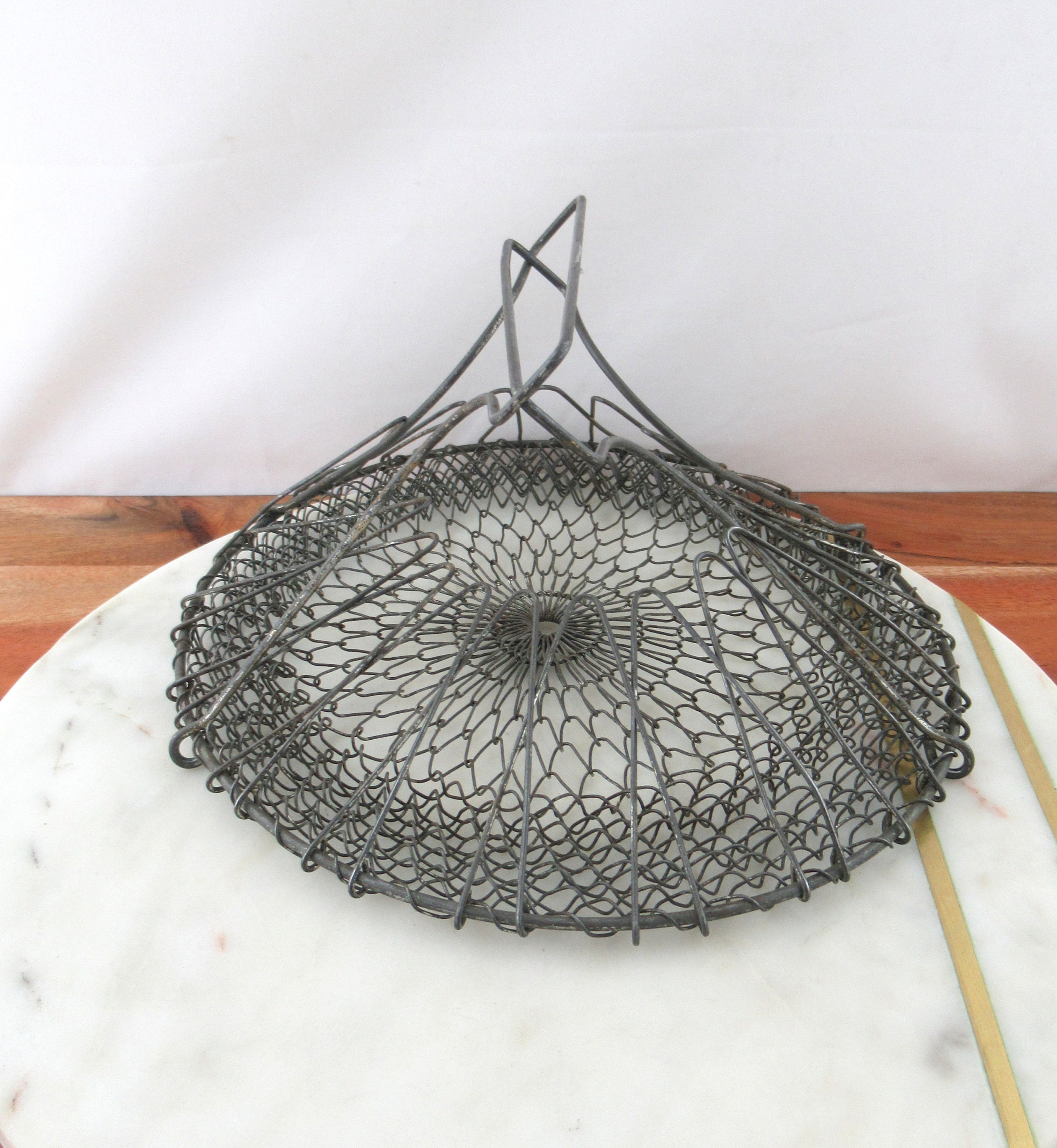 Vintage Wire Collapsible Egg Basket with Handle Vintage Etsy