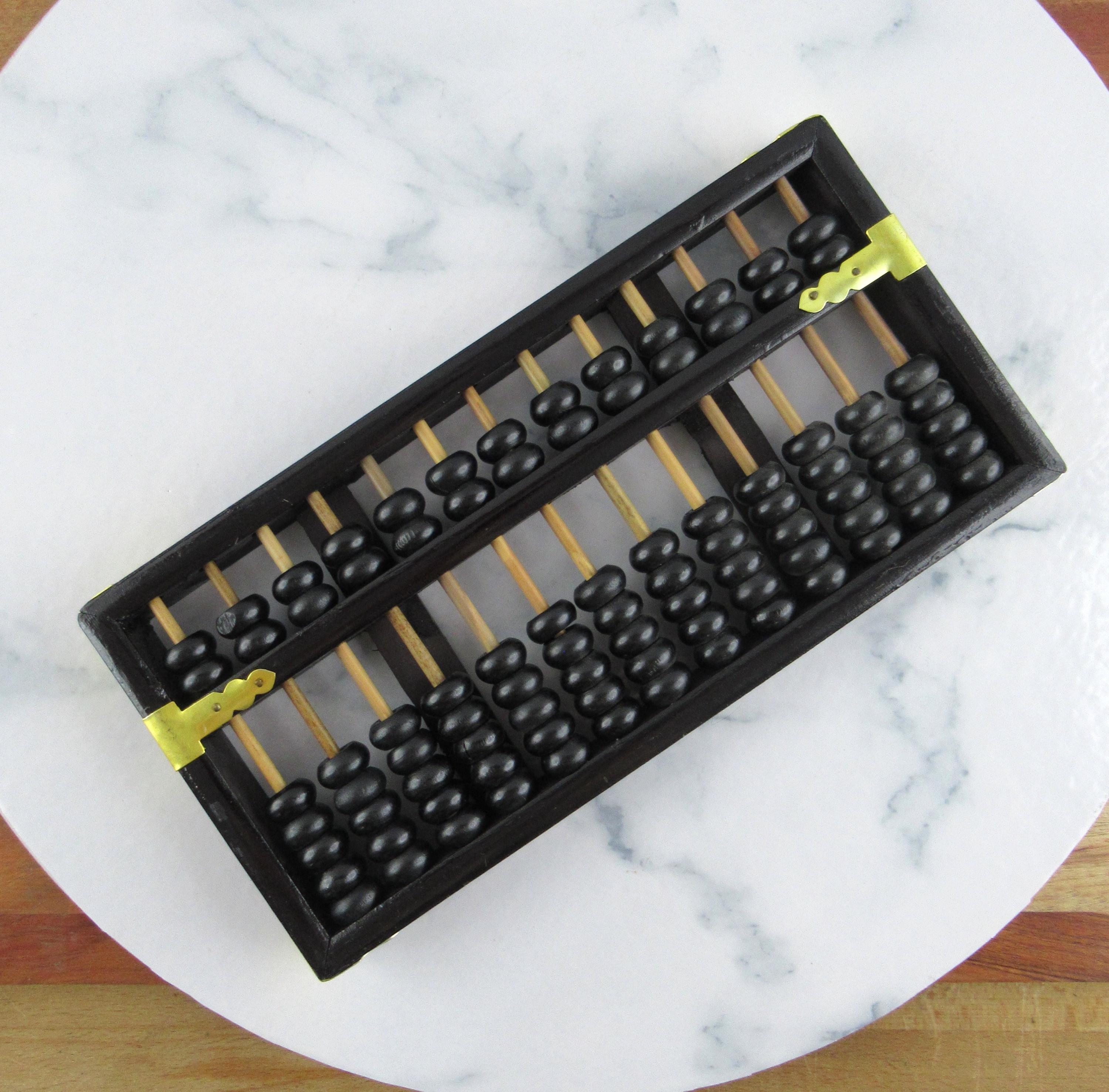 Vintage Wooden Abacus, Black Painted Wood & Brass, Chinese Calculator,  Lotus-Flower Brand, Made in China
