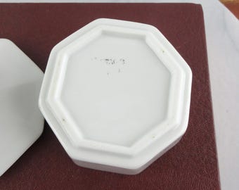 かわいいヴィンテージ陶器製ハチドリ蓋付き小物入れ、日本製八角鳥