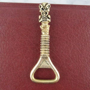 Vintage Gold Tone Metal Hawaiian Tiki Bottle Opener, Hawaii Tiki, Vintage Tiki Bar