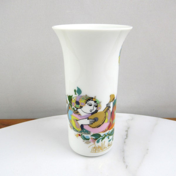 Vintage Bjorn Wiinblad Rosenthal Studio Linie Miniature Porcelain Vase,  Made in Germany, Bud Vase