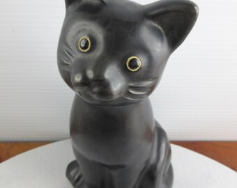 ヴィンテージ陶器製黒猫の置物、レトロな座り黒猫の置物 - Etsy 日本