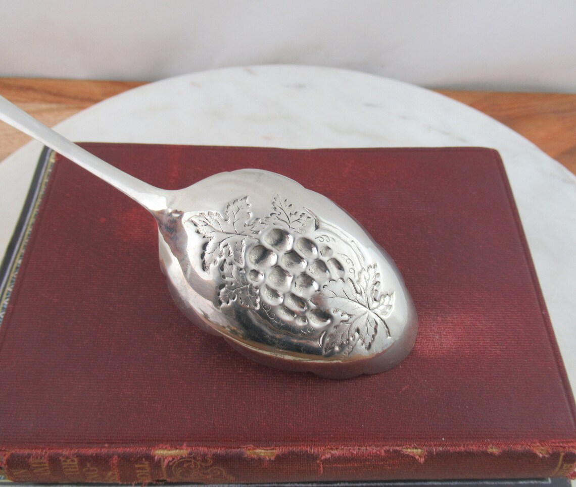 Vintage Nickel Silver Berry Spoon Large Serving Spoon with Etsy