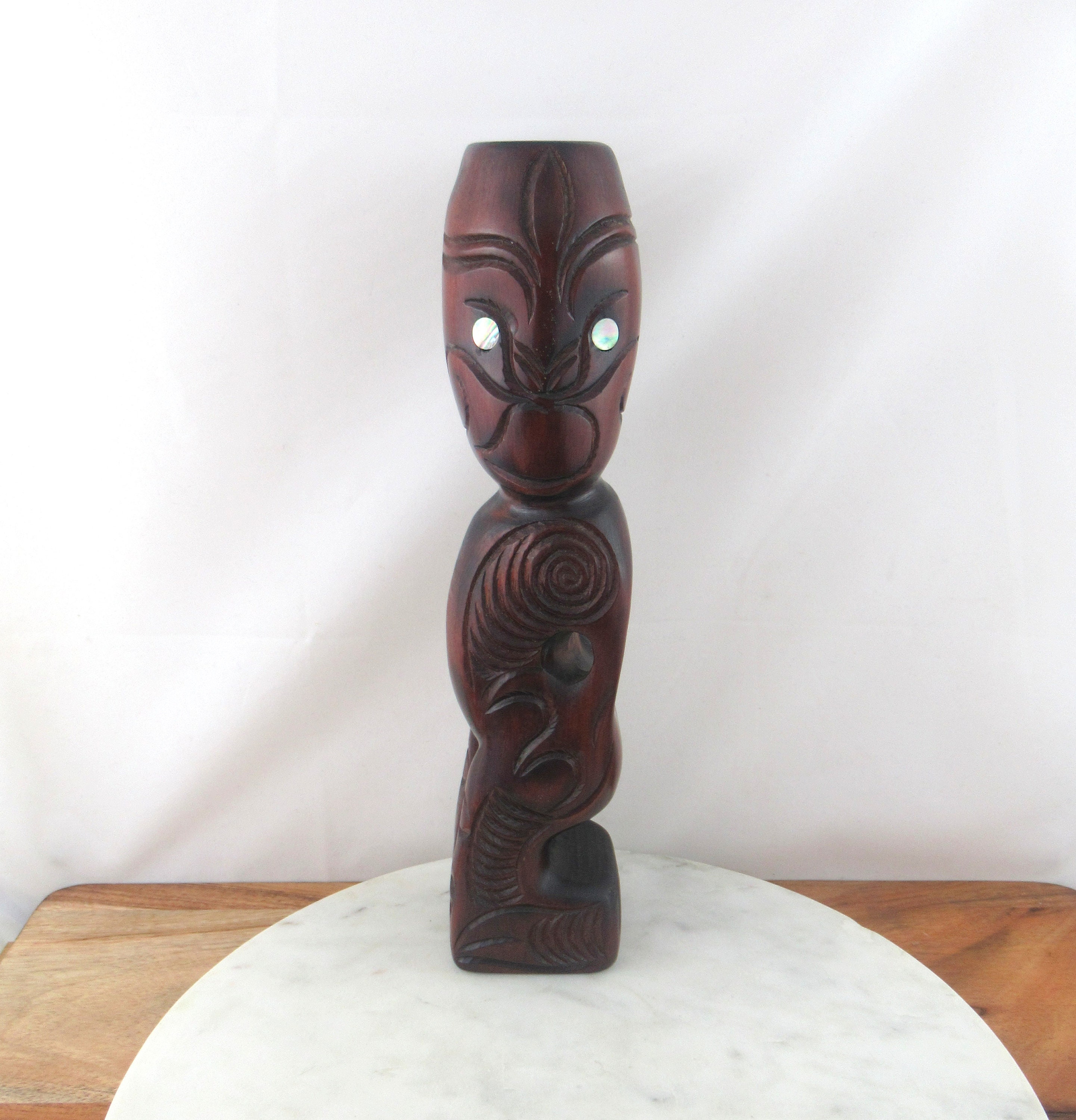 Large Vintage New Zealand Wooden Tiki Hand Carved Maori Etsy
