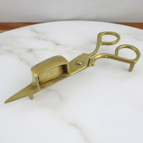 Vintage Pair Of Brass Candle Scissors / Snuffer, Wick Trimmer, Mid Century Brass