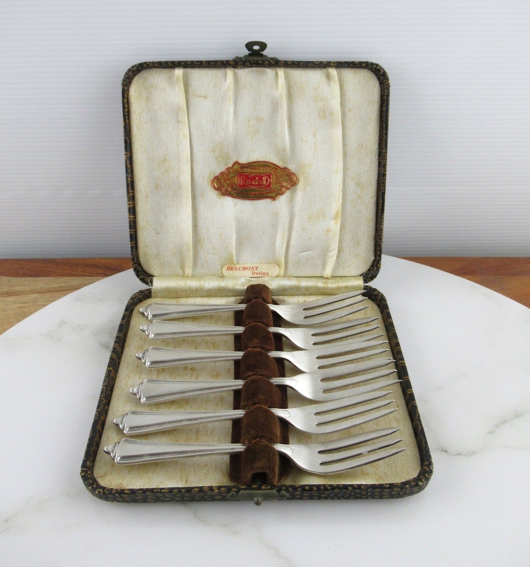 Vintage Art Deco Silver Plated Cake Forks , Rodd Silverware EPNS