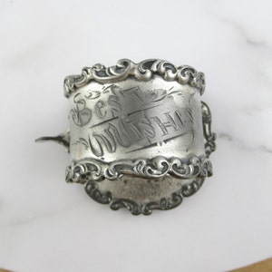 Antique Victorian Silver Plated Wishbone Napkin Ring 4377, Wilcox Silver Plate Co, USA, Vintage Best Wishes Serviette Holder