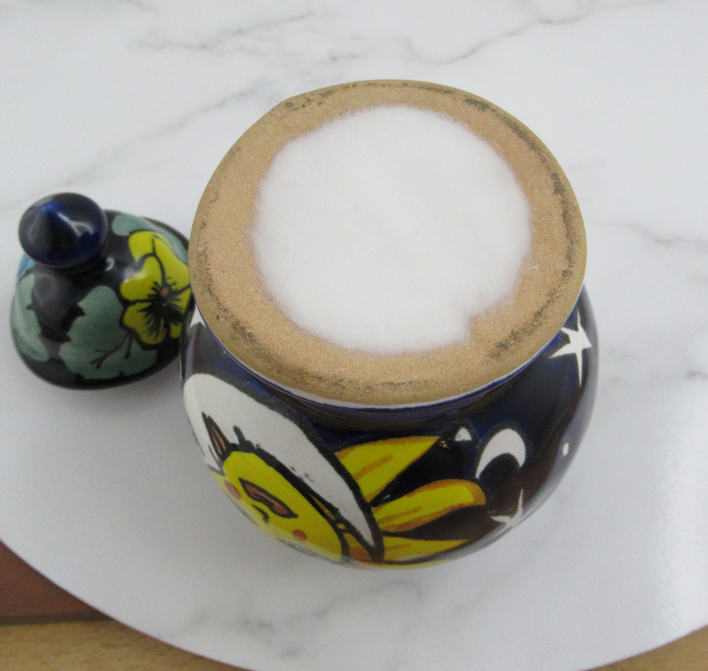 二つ口陶器花瓶 メキシコ土産抽象模様 7_0f682216-5ebf-4d13-8e38-