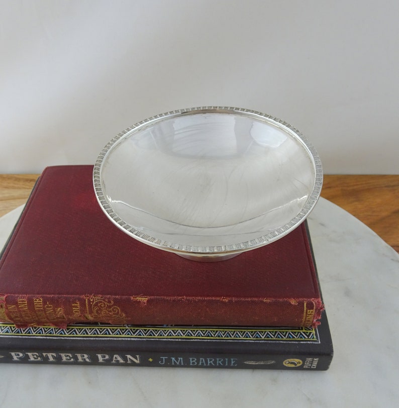 Jewellery Display Dish Vintage Sterling Silver Pin or Trinket Dish Small Pedestal Dish Ring Holder