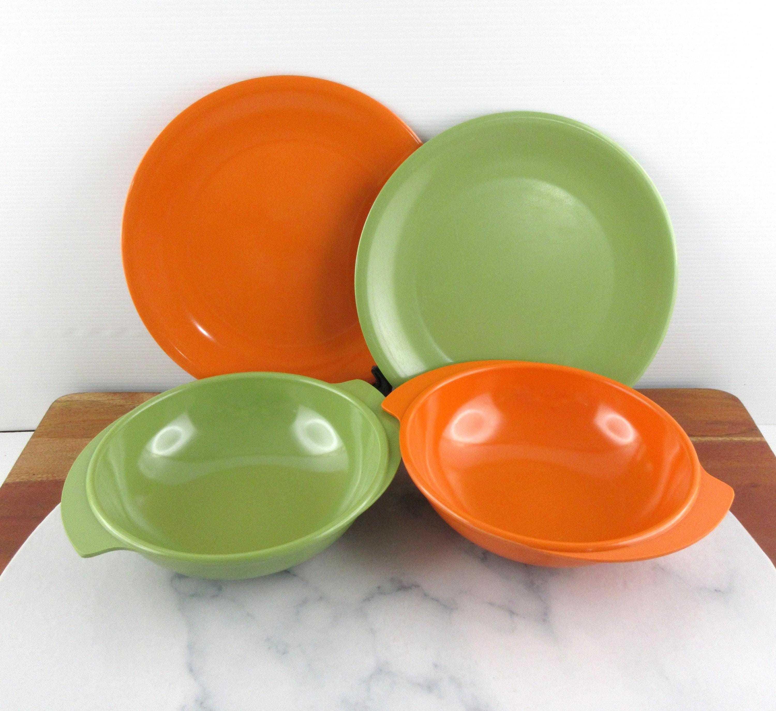 2 X Vintage Retro Ornamin Ware Melamine Bowl and Plate Sets