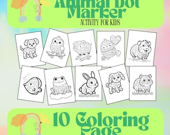 Dot Marker Animal Worksheets for Kids, Dauber Activity Pages, Preschool & Toddler Learning, Fine Motor Skills, Printable Digital Download