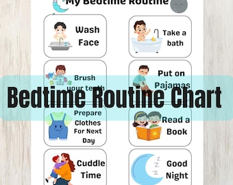 Kids Visual Bedtime Routine Chart, Toddler Nighttime Printable, Montessori Sleep Schedule, Calm Night Routine, Digital Download