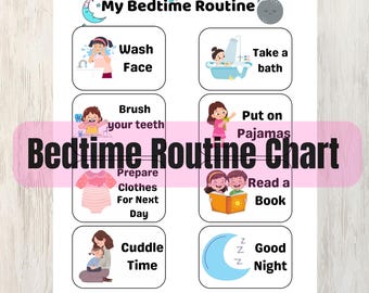 Toddler Visual Bedtime Routine Chart Printable, Montessori Kids Night Routine Chart, Calm Night Corner, Printable PDF, Instant Download