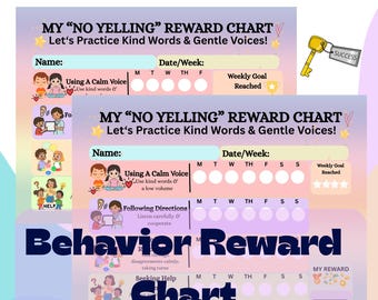 No Yelling Reward Chart Printable for Kids, Positive Behavior Chart, Positive Parenting Printable, Calm Voice Reward Chart, Digital Download