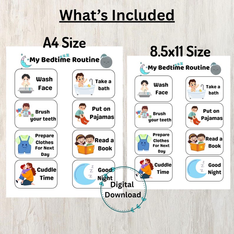 Read A Book Routine Visual Kids Visual Bedtime Routine Chart, Toddler Nighttime Printable ...