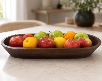 Handmade XL Dough Bowl – Rustic Wooden Farmhouse Centerpiece