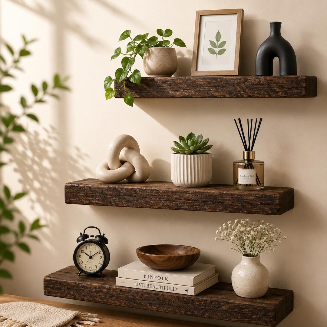 Farmhouse Floating Shelf, Rustic Barnwood Wall Decor - Etsy
