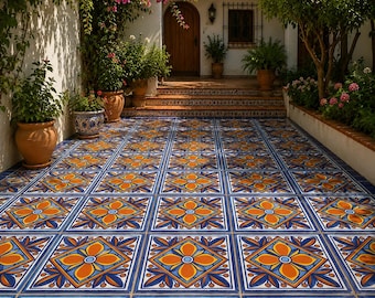 Box of 20 Handmade Mexican Talavera Tiles 6" x 6" | Clay Ceramic Wall & Backsplash Tiles