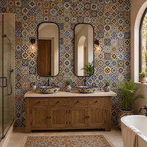 Box of 25 Handmade Mexican Talavera Tiles 6x6 Inch – Assorted Ceramic Wall Tiles