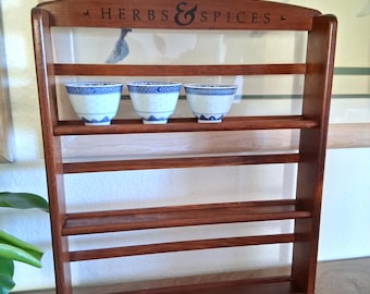 Vintage Wooden Wall McCormick Spice Rack | Mid-Century "Herbs & Spices" 3-Tier Kitchen Shelf | Farmhouse Cottagecore Wall Decor