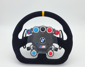 BMW GT3 style carbon hub with integrated buttons and magnetic shift paddle