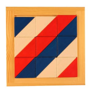 Puzzle geometrico in legno ispirato a Montessori: gioco a triangolo in via di sviluppo immagine 3