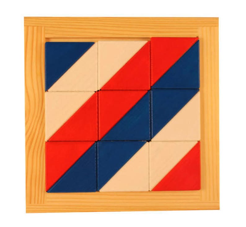 Montessori inspired wooden geometrical puzzle developing triangle game image 3
