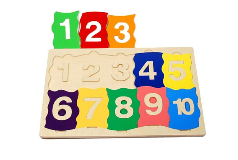 Wooden Number Puzzle Wooden Number Learning Puzzle for | Etsy