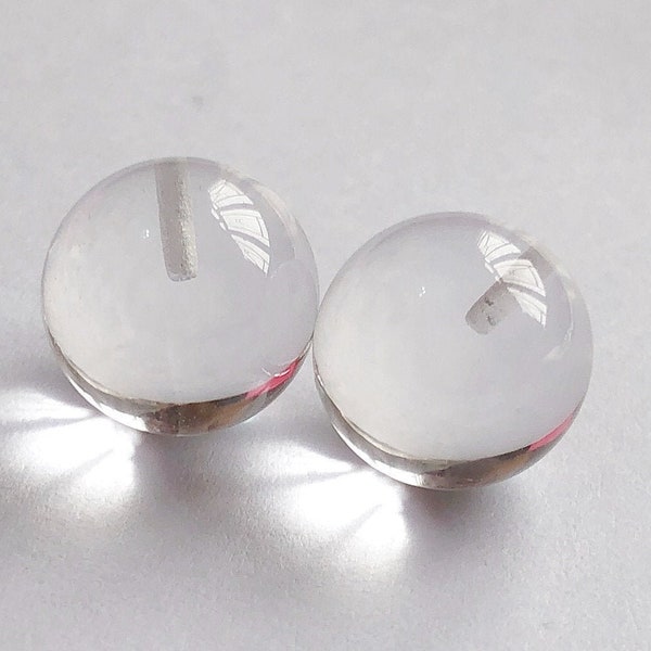 Clear Crystal Quartz Half Top drilled Smooth 12-12.5 mm, 13.50 mm, 14-14.5 mm, 15-15.50 mm Rounds One Pair E4422 E4764