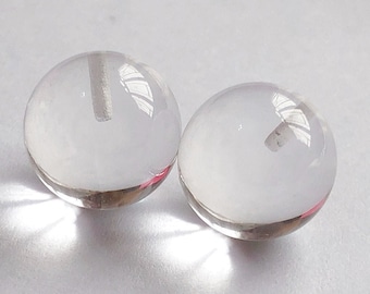 Clear Crystal Quartz Half Top drilled Smooth 12-12.5 mm, 13.50 mm, 14-14.5 mm, 15-15.50 mm Rounds One Pair E4422 E4764