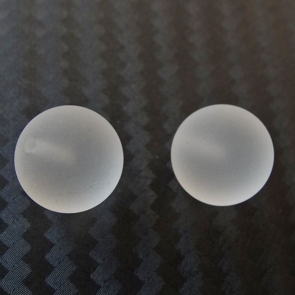 Frosted Matte Crystal Half Top Drilled Rounds Smooth 14 mm Balls One Pair G8329 G9206