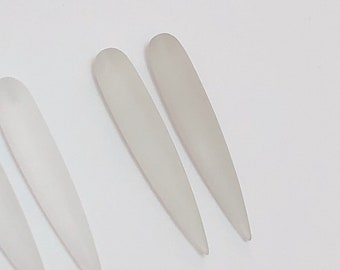 Frosted Rock Crystal Quartz Smooth Long Spike Icicle Drops 6x35 mm One pair E3787