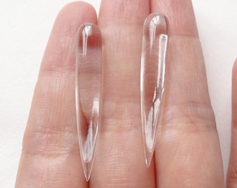 Rock Crystal Quartz Smooth Long Spike Icicle Drops 6x35 mm Une paire E5629