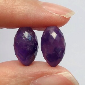 Dark Amethyst Faceted Half Top Drilled Olive drops 8x13 mm One Pair Perfect for earrings  F6624